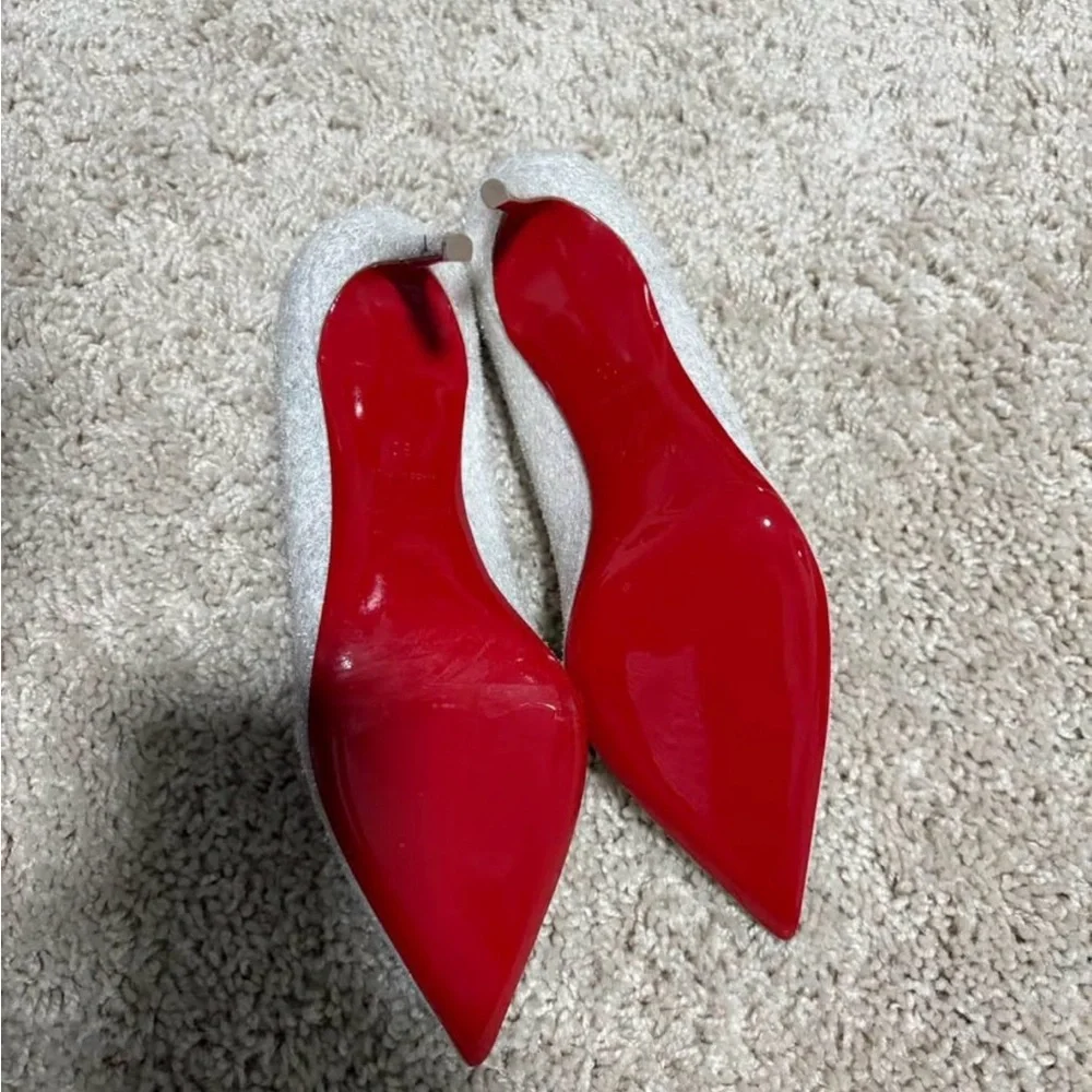 Christian Louboutin Silver Glitter Heels Size 38 - Picture 4 of 5